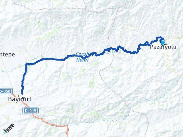 Erzurum Pazaryolu Bayburt Arası Kaç Km - Yol Haritası