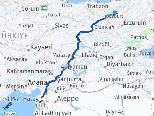 Erzurum Pazaryolu Hatay Arası Kaç Km - Yol Haritası