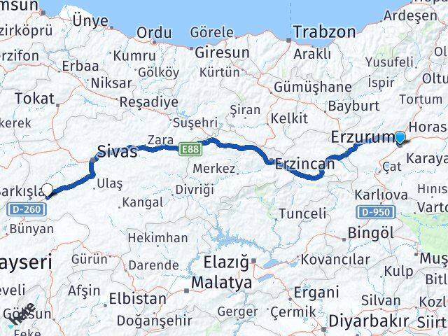 Erzurum Şarkışla Sivas Arası Kaç Km - Yol Haritası