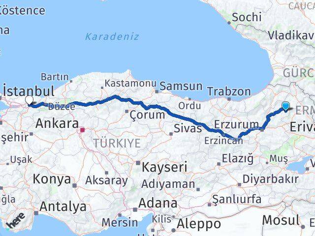 Erzurum Şenkaya Sakarya Arası Kaç Km - Yol Haritası