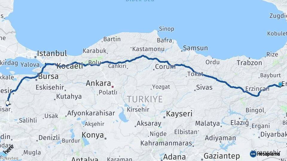 Erzurum Soma Manisa Arası Kaç Km - Yol Haritası