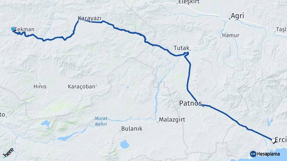 Erzurum Tekman Erciş Van Arası Kaç Km - Yol Haritası