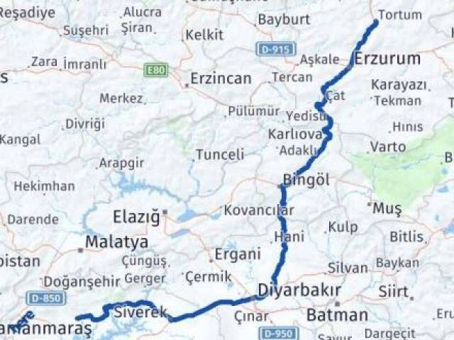 Erzurum Tortum Adıyaman Arası Kaç Km - Yol Haritası