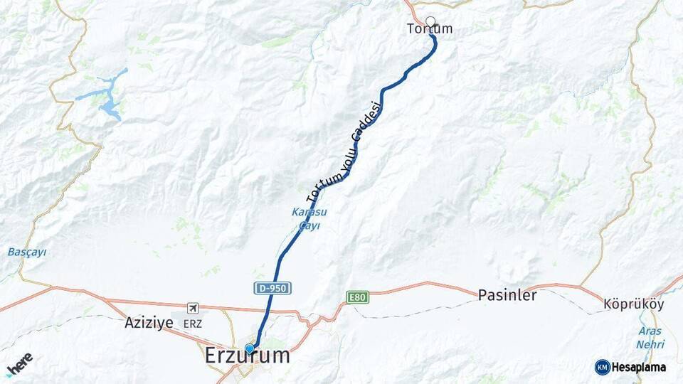 Erzurum Tortum Arası Kaç Km - Yol Haritası