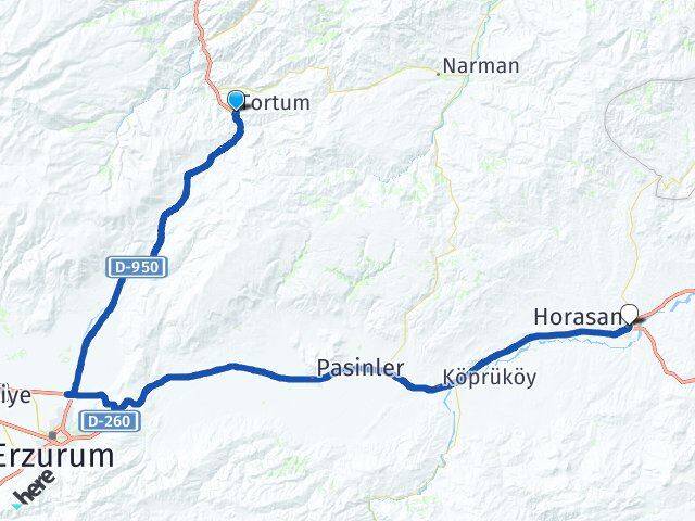Erzurum Tortum Horasan Arası Kaç Km - Yol Haritası