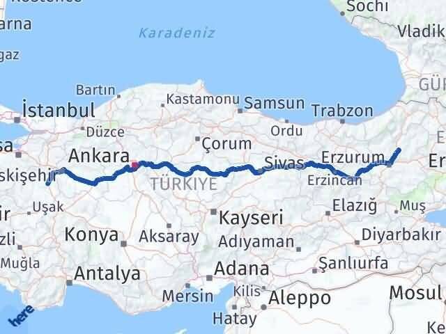 Erzurum Tortum Kütahya Arası Kaç Km - Yol Haritası