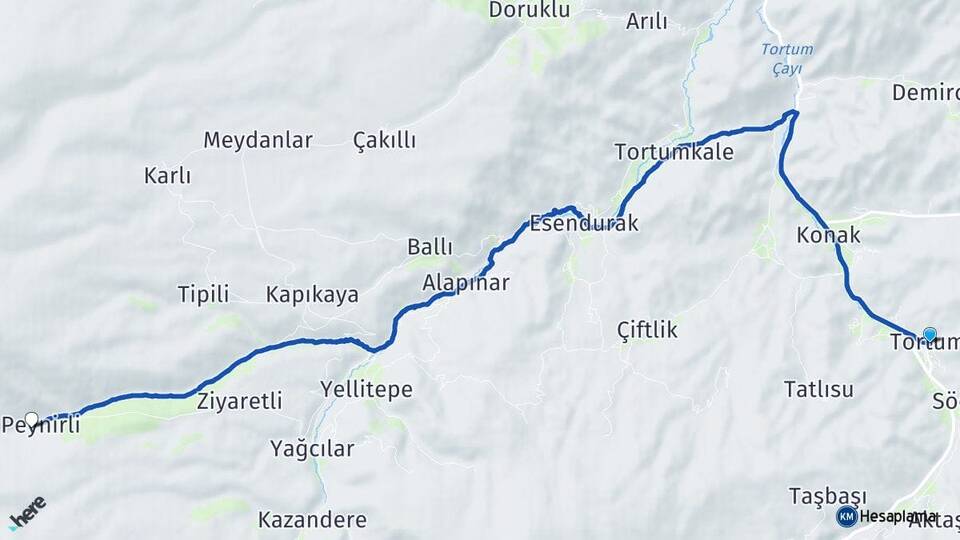 Erzurum Tortum Peynirli Tortum Arası Kaç Km - Yol Haritası
