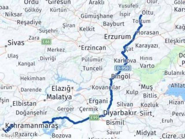 Erzurum Uzundere Adıyaman Arası Kaç Km - Yol Haritası