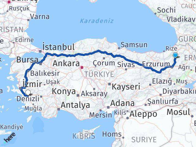 Erzurum Uzundere Aydın Arası Kaç Km - Yol Haritası