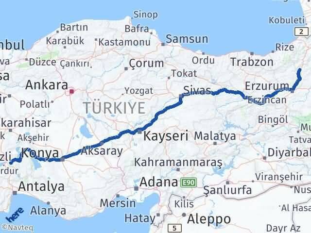 Erzurum Uzundere Isparta Arası Kaç Km - Yol Haritası