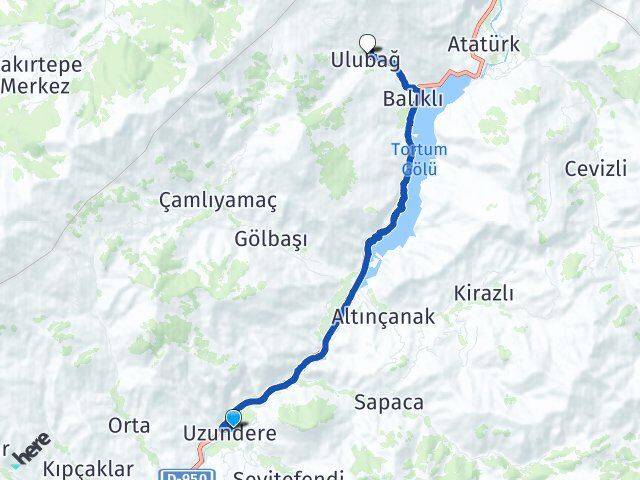 Erzurum Uzundere Ulubağ Uzundere Arası Kaç Km - Yol Haritası