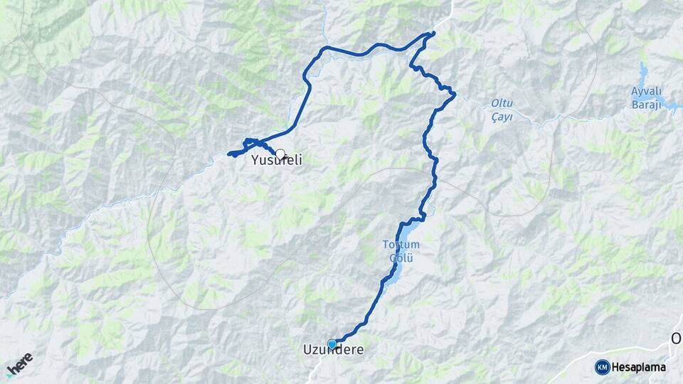 Erzurum Uzundere Yusufeli Artvin Arası Kaç Km - Yol Haritası