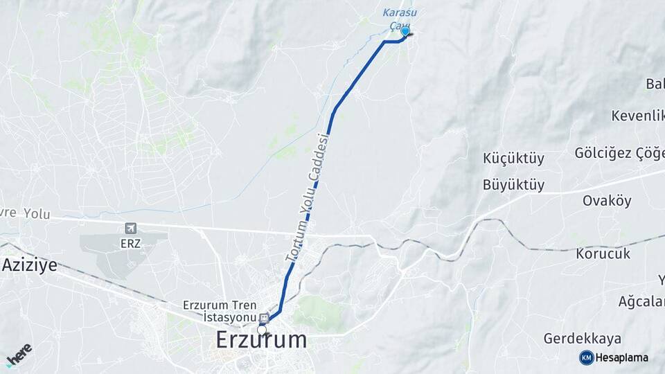 Erzurum Yakutiye Dumlu Arası Kaç Km - Yol Haritası