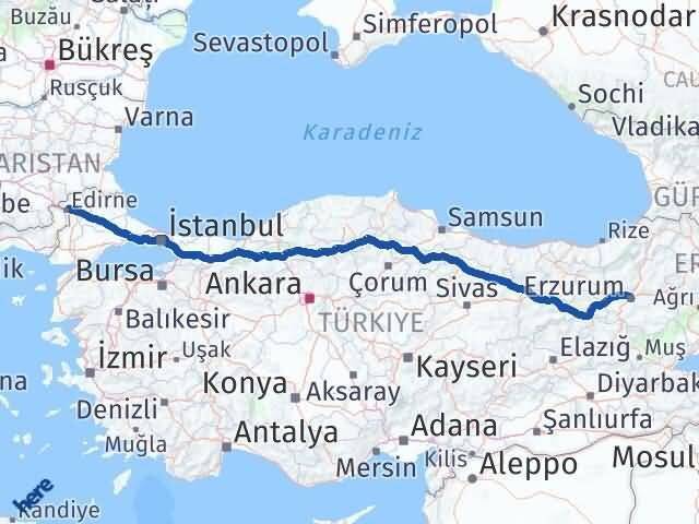 Yakutiye Edirne Arası Kaç Km - Yol Tarifi