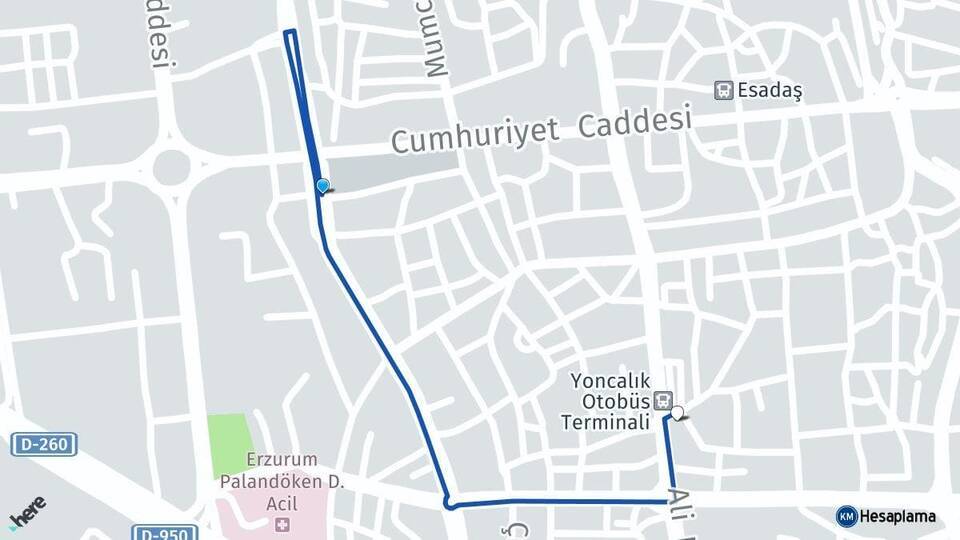 Yakutiye Erzurum Otogarı Arası Kaç Km - Yol Tarifi