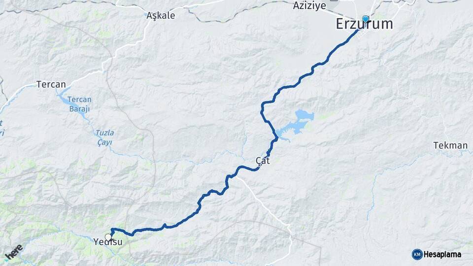 Erzurum Yedisu Bingöl Arası Kaç Km - Yol Haritası