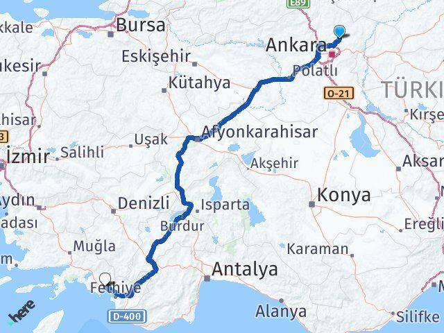 Esenboğa Havalimanı Göcek Arası Kaç Km - Yol Tarifi