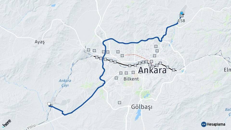 Esenboğa Havalimanı Malıköy Başkent OSB Arası Kaç Km - Yol Tarifi
