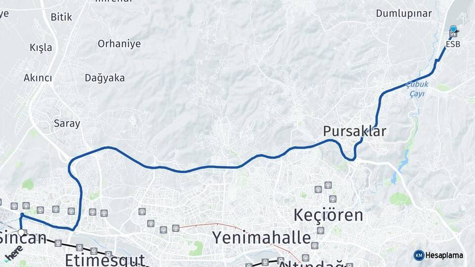 Esenboğa Havalimanı Sincan Arası Kaç Km - Yol Tarifi
