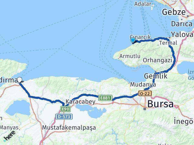 Esenköy Feribot Terminali Bandırma İDO Feribot İskelesi Arası Kaç Km - Yol Tarifi