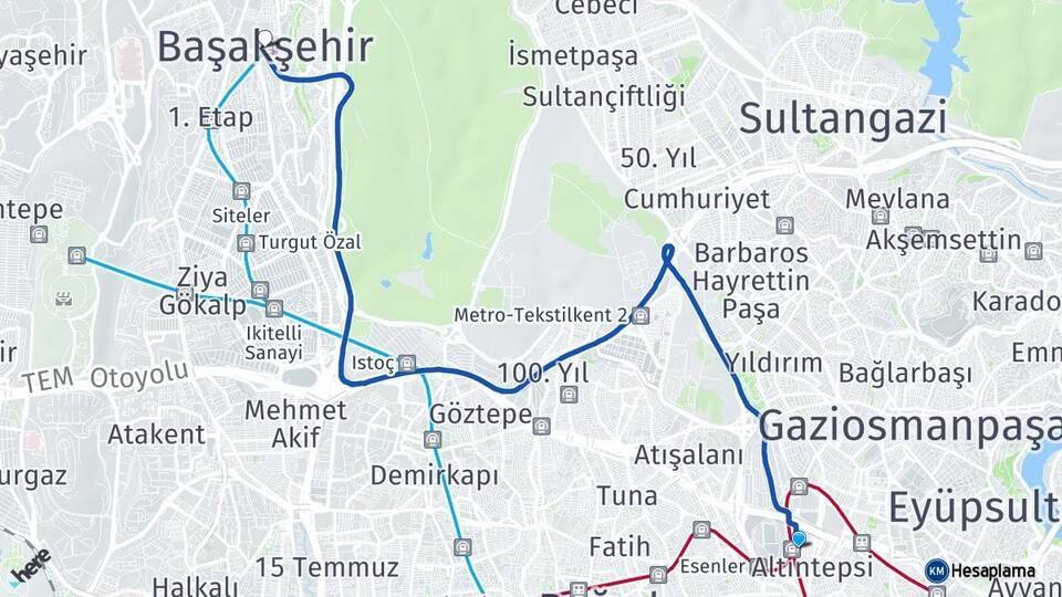Esenler Otogarı Başakşehir Arası Kaç Km - Yol Tarifi