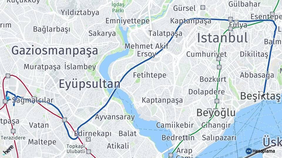 Esenler Otogarı Beşiktaş Arası Kaç Km - Yol Tarifi