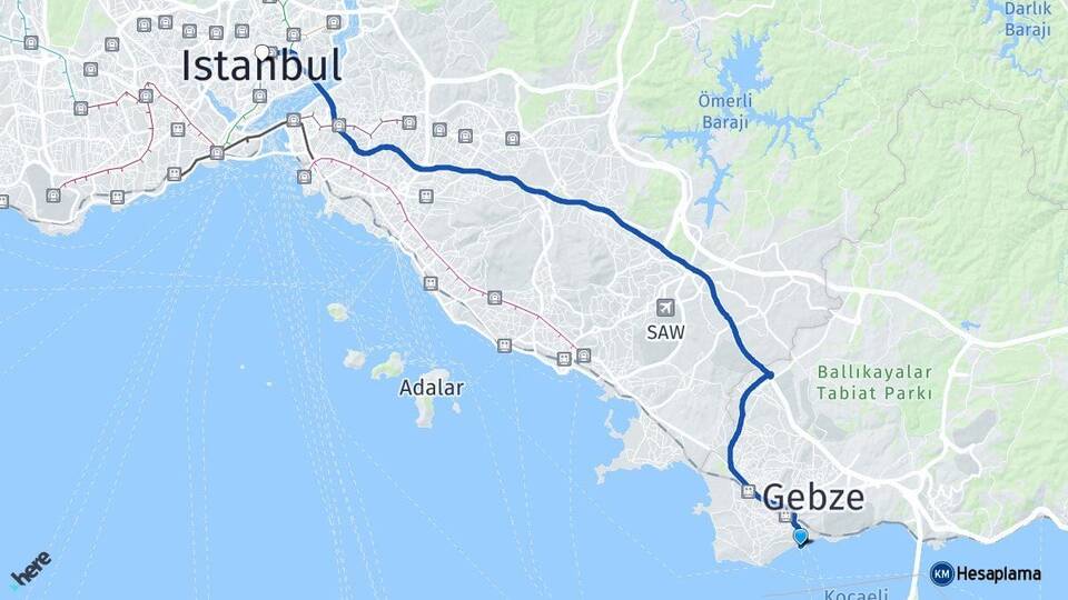 Eskihisar Feribot İskelesi İstanbul Arası Kaç Km - Yol Haritası