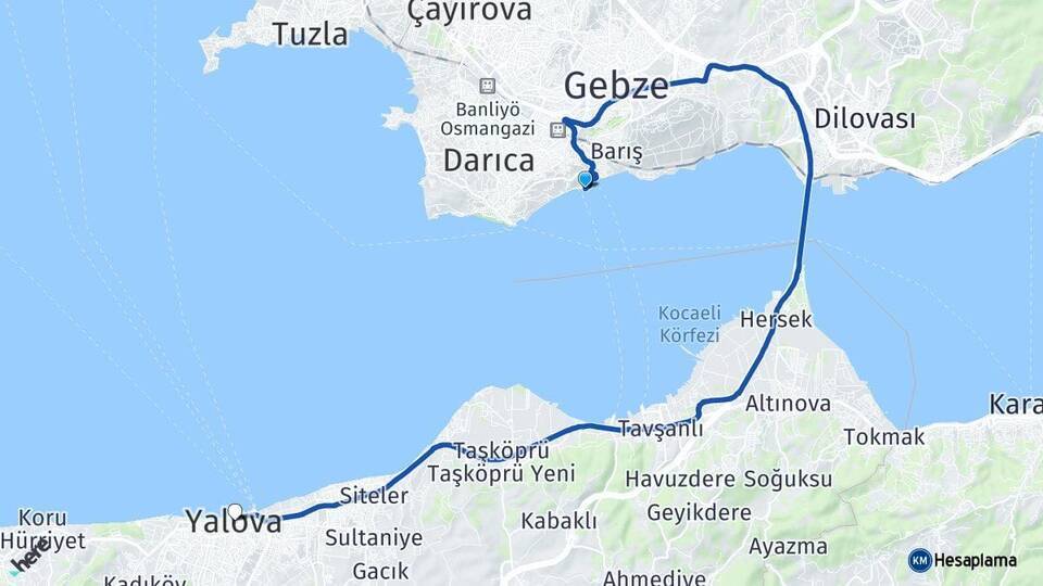 Eskihisar Feribot İskelesi Yalova Arası Kaç Km - Yol Tarifi