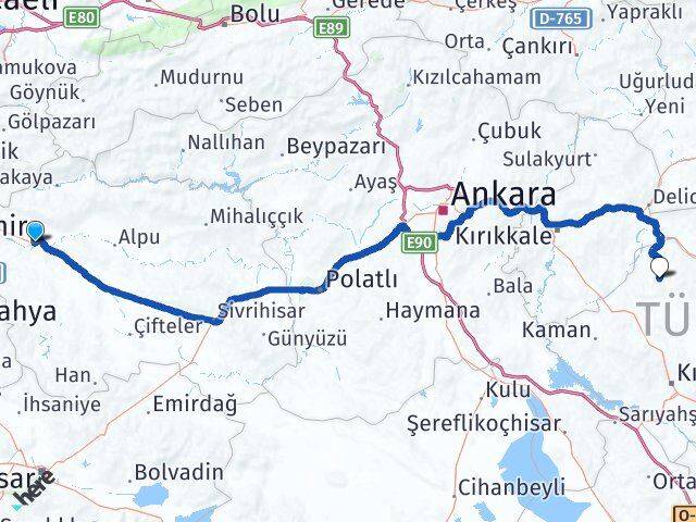 Eskişehir Akçakent Kırşehir Arası Kaç Km - Yol Haritası