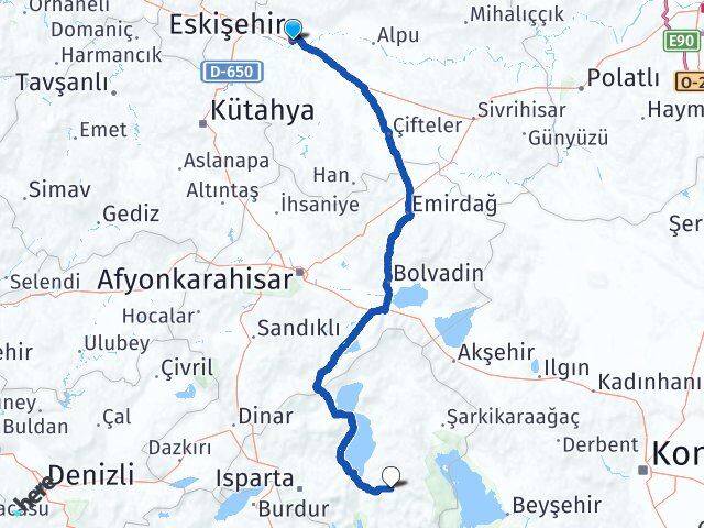 Eskişehir Aksu Isparta Arası Kaç Km - Yol Haritası