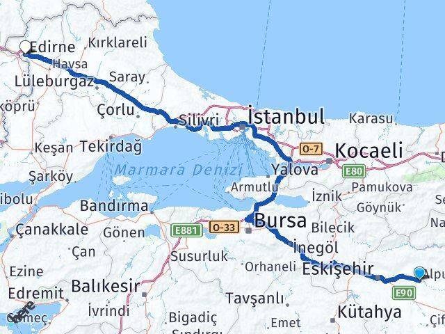 Alpu Edirne Arası Kaç Km - Yol Tarifi