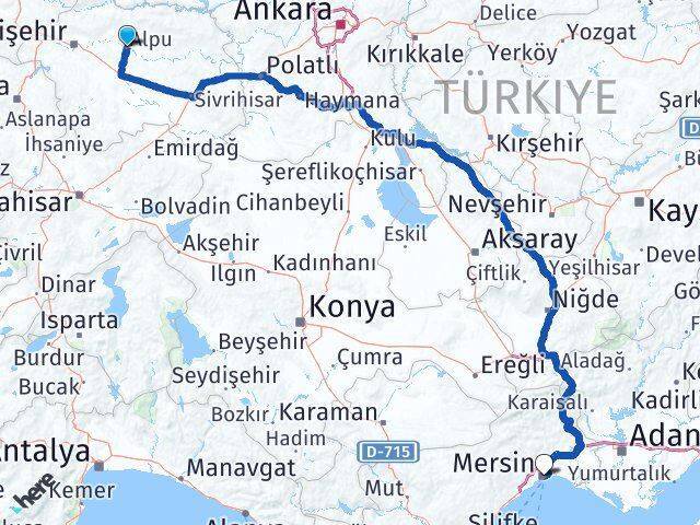 Alpu Mersin Arası Kaç Km - Yol Tarifi