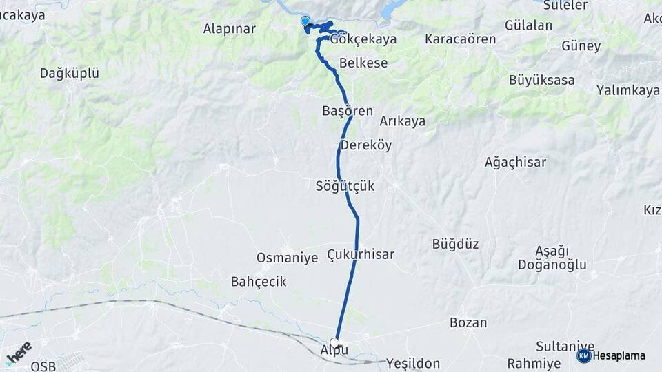 Sakarıkaracaören Alpu Arası Kaç Km - Yol Tarifi