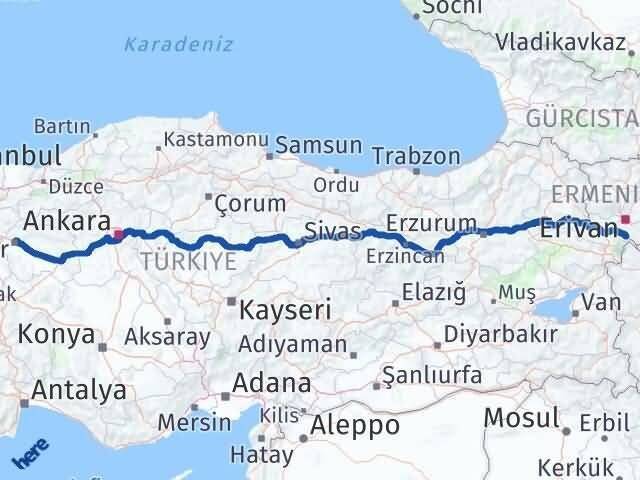Eskişehir Aralık Iğdır Arası Kaç Km - Yol Haritası