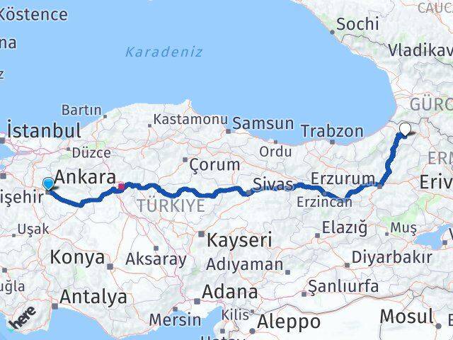 Eskişehir Ardanuç Artvin Arası Kaç Km - Yol Haritası