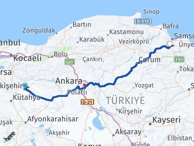 Eskişehir Asarcık Samsun Arası Kaç Km - Yol Haritası