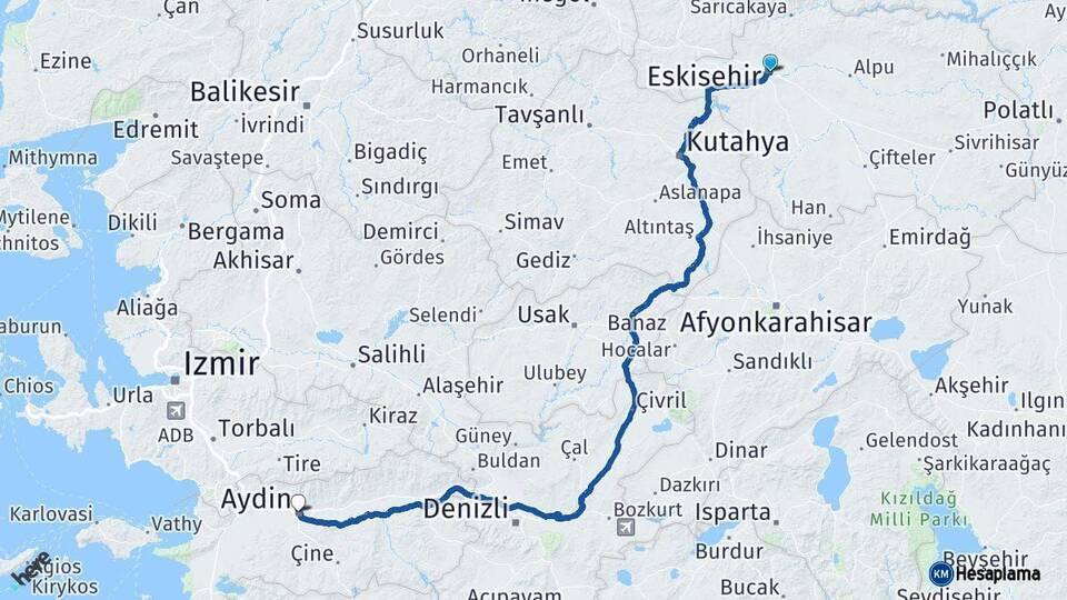 Eskişehir Aydın Arası Kaç Km - Yol Tarifi