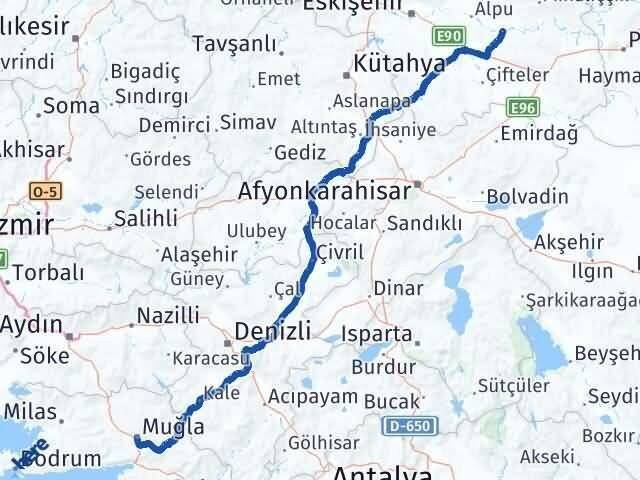 Beylikova Muğla Arası Kaç Km - Yol Tarifi