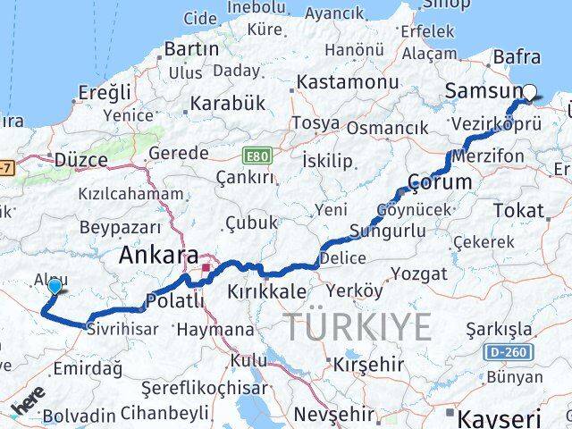 Beylikova Samsun Arası Kaç Km - Yol Tarifi