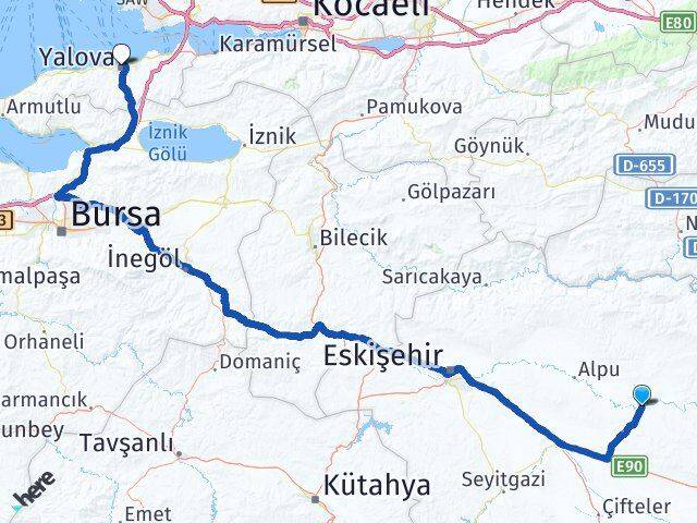Beylikova Yalova Arası Kaç Km - Yol Tarifi