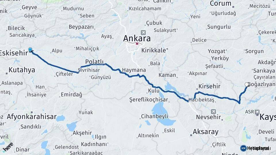 Eskişehir Boğazlıyan Arası Kaç Km - Yol Tarifi