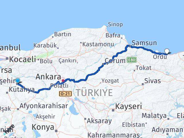 Eskişehir Bulancak Giresun Arası Kaç Km - Yol Haritası