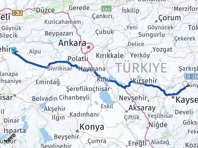 Eskişehir Bünyan Arası Kaç Km - Yol Tarifi