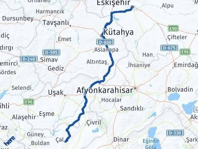 Eskişehir Çal Denizli Arası Kaç Km - Yol Haritası