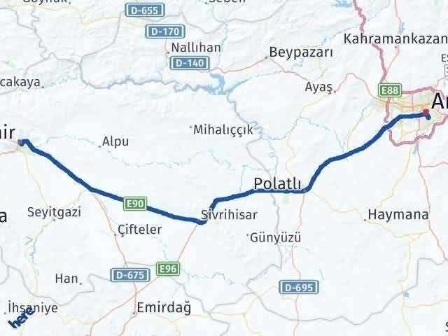 Eskişehir Çankaya Ankara Arası Kaç Km - Yol Haritası