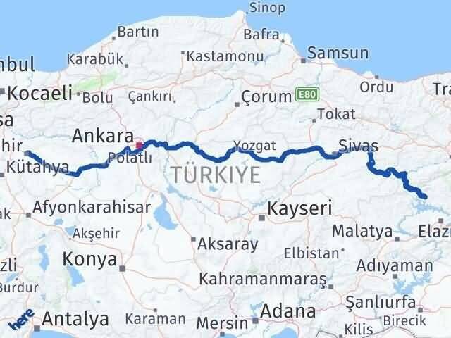 Eskişehir Çemişgezek Tunceli Arası Kaç Km - Yol Haritası
