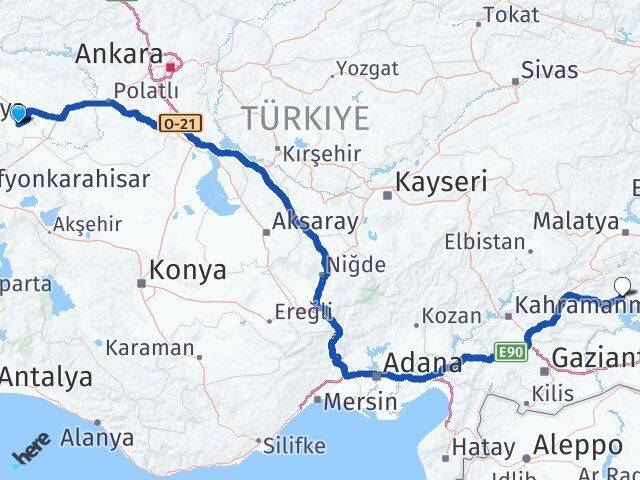 Eskişehir Çifteler Adıyaman Arası Kaç Km - Yol Haritası