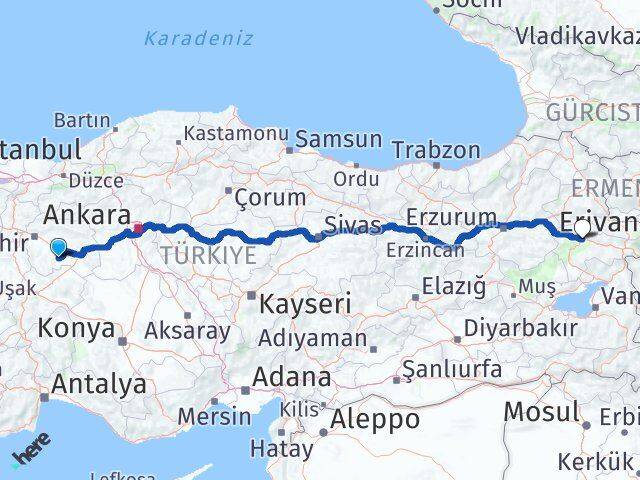 Eskişehir Çifteler Ağrı Arası Kaç Km - Yol Haritası