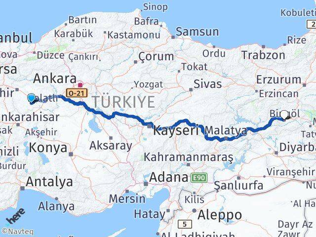 Eskişehir Çifteler Bingöl Arası Kaç Km - Yol Haritası
