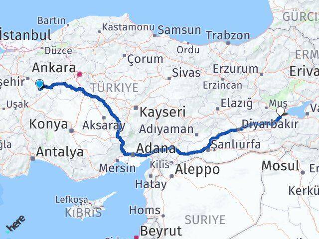 Eskişehir Çifteler Bitlis Arası Kaç Km - Yol Haritası